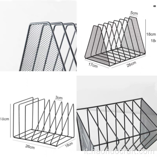 Cornice di archiviazione desktop per reggilibri per file mesh multistrato per ufficio